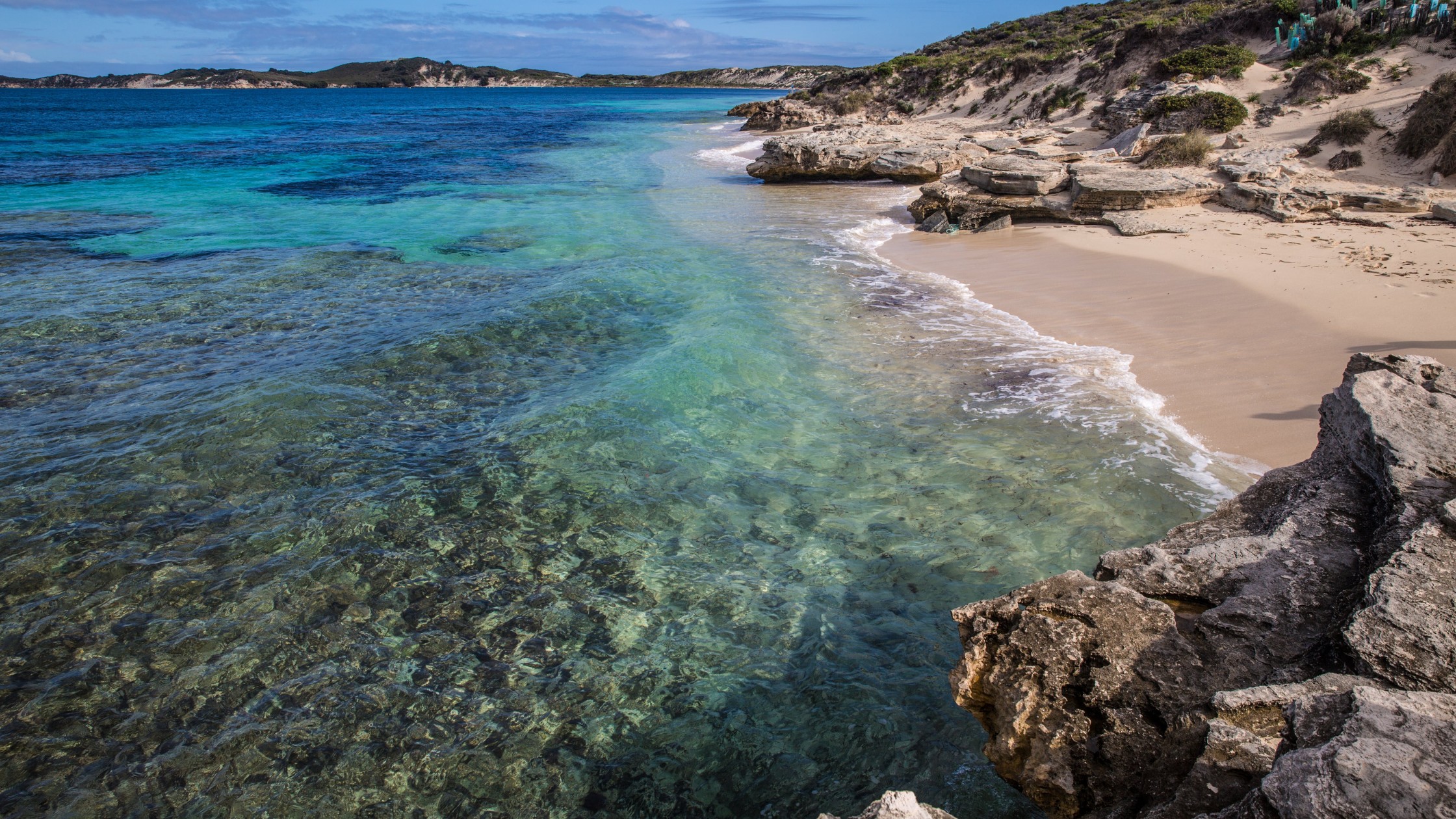 Secret beach near San José del Cabo with rock formations and crystal-clear turquoise waters